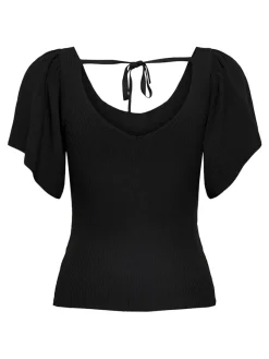 Only Shirts*ONLLEELO S/S BACK PULLOVER KNT NOOS Black