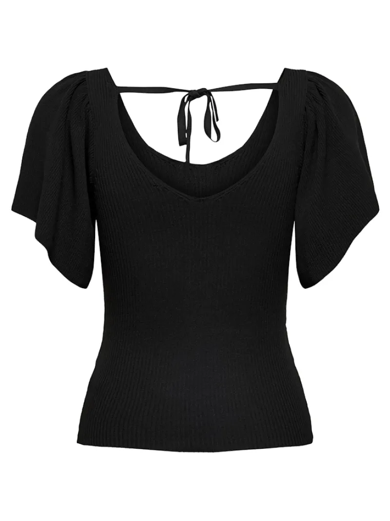 Only Shirts*ONLLEELO S/S BACK PULLOVER KNT NOOS Black