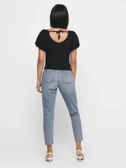 Only Shirts*ONLLEELO S/S BACK PULLOVER KNT NOOS Black