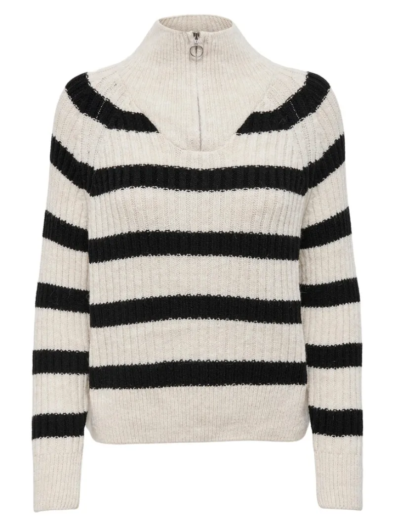 Only Pullover & Sweatshirts*ONLLEISE FREYA LS ZIP HIGH NECK KNT NOOS birch1