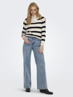 Only Pullover & Sweatshirts*ONLLEISE FREYA LS ZIP HIGH NECK KNT NOOS birch1