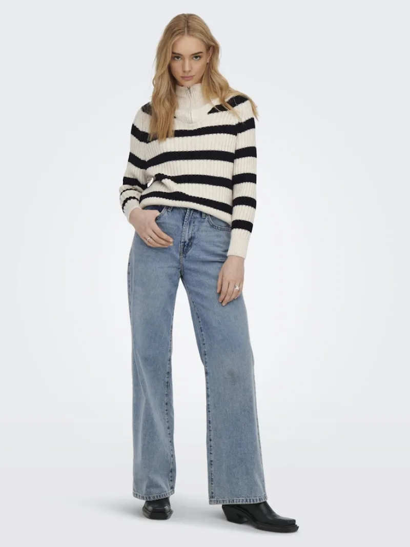 Only Pullover & Sweatshirts*ONLLEISE FREYA LS ZIP HIGH NECK KNT NOOS birch1