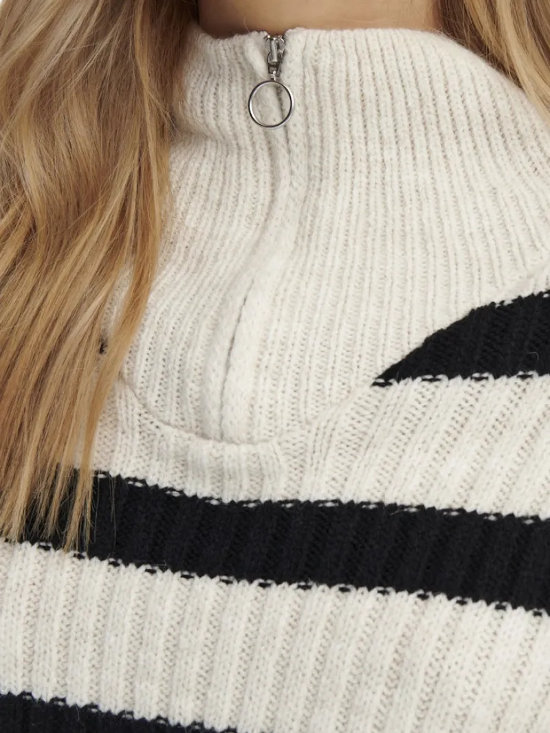 Only Pullover & Sweatshirts*ONLLEISE FREYA LS ZIP HIGH NECK KNT NOOS birch1
