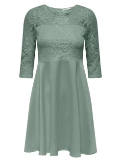 Only Kleider*ONLLIVA 3/4 LACE MIX DRESS CS WVN lily pad