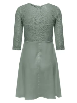 Only Kleider*ONLLIVA 3/4 LACE MIX DRESS CS WVN lily pad
