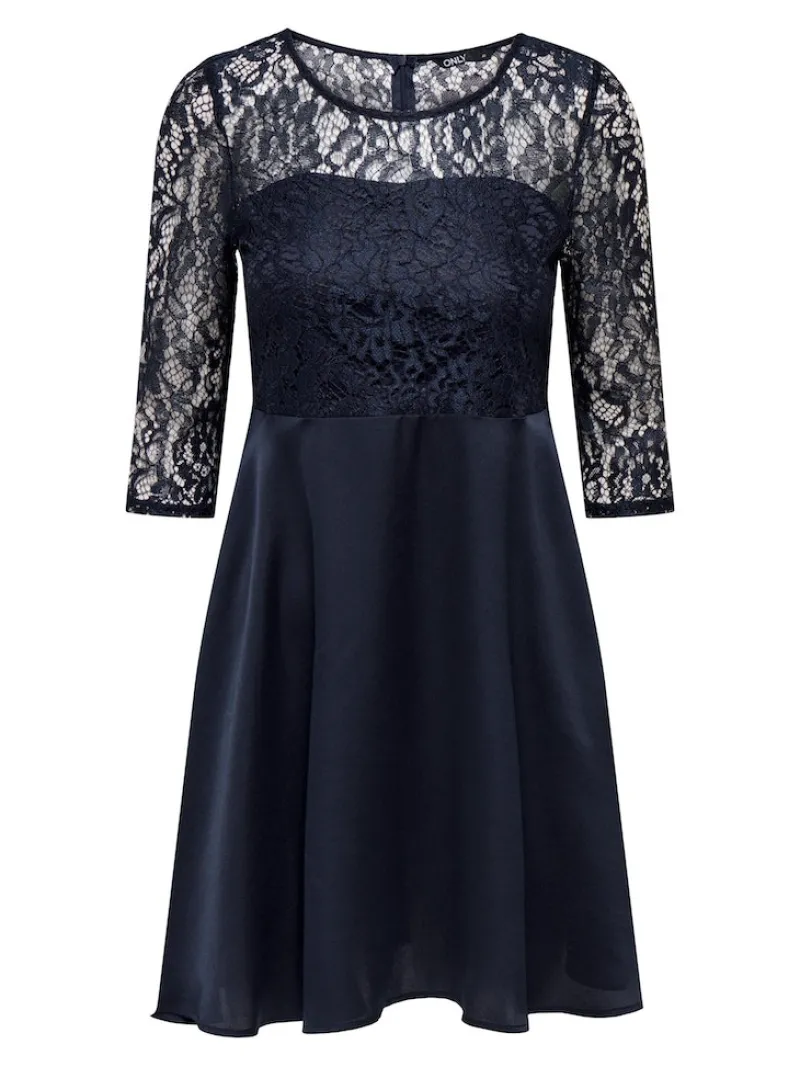 Only Kleider*ONLLIVA 3/4 LACE MIX DRESS CS WVN Night Sky