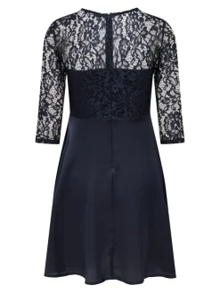 Only Kleider*ONLLIVA 3/4 LACE MIX DRESS CS WVN Night Sky