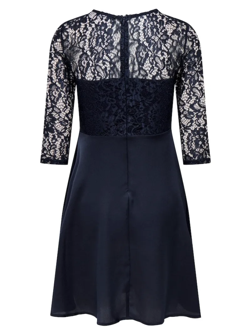 Only Kleider*ONLLIVA 3/4 LACE MIX DRESS CS WVN Night Sky