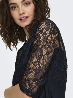 Only Kleider*ONLLIVA 3/4 LACE MIX DRESS CS WVN Night Sky