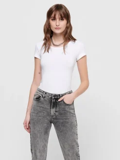 Only Shirts*ONLLIVE LOVE S/S ONECK TOP NOOS JRS white
