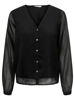 Only Blusen*ONLLUNA L/S V-NECK TOP NOOS PTM schwarz2