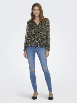 Only Blusen*ONLLUNA L/S V-NECK TOP NOOS PTM schwarz2