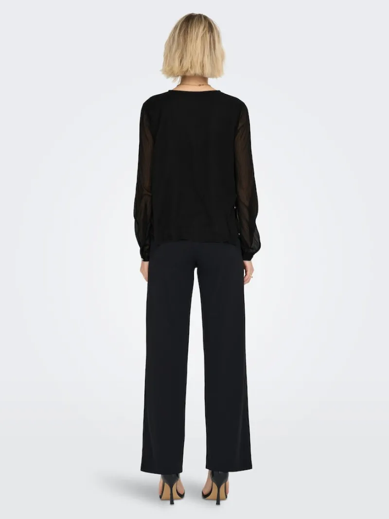 Only Blusen*ONLLUNA L/S V-NECK TOP NOOS PTM schwarz2