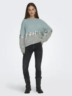 Only Pullover & Sweatshirts*ONLMAINE LIFE LS SEQUIN BLOCK O-NECK KNT arona