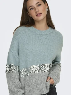 Only Pullover & Sweatshirts*ONLMAINE LIFE LS SEQUIN BLOCK O-NECK KNT arona