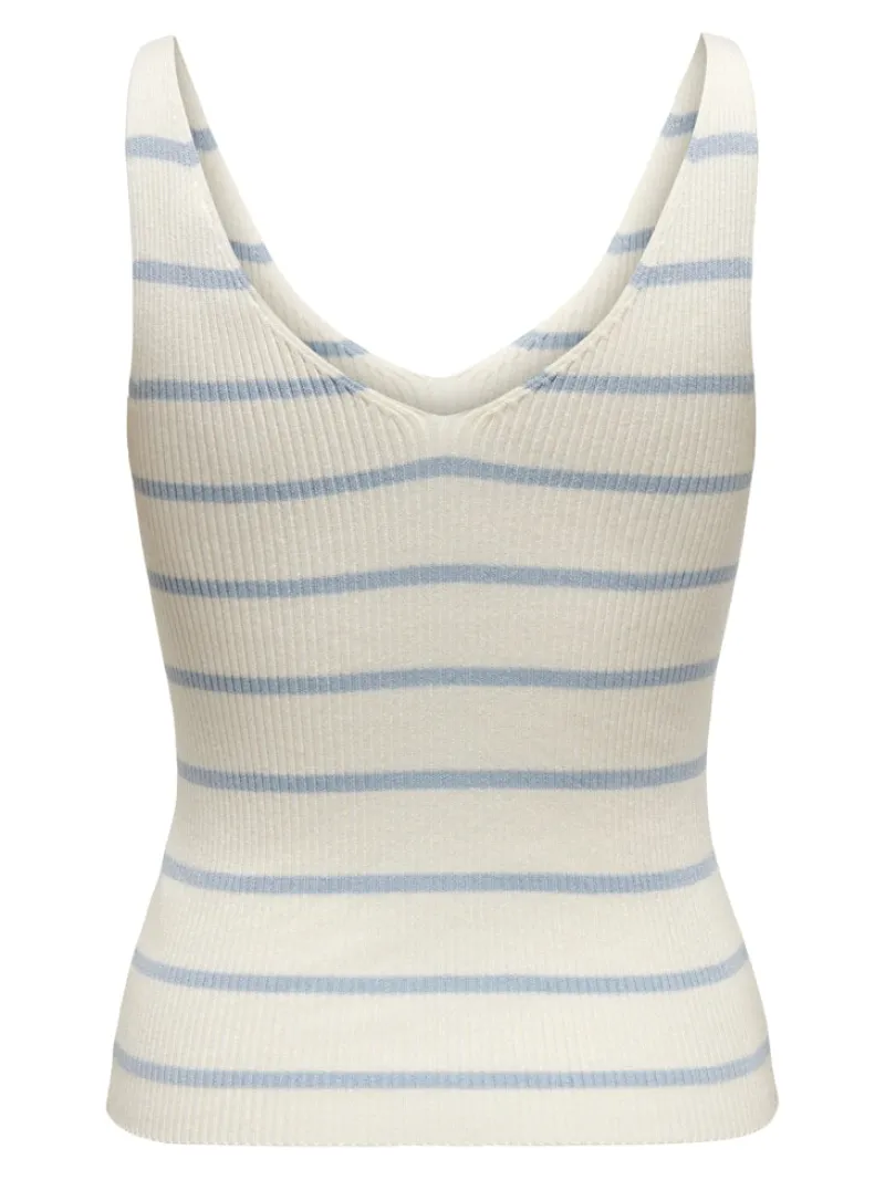 Only Shirts*ONLMEDDI SL STRIPE V-NECK CC KNT Cloud Dancer