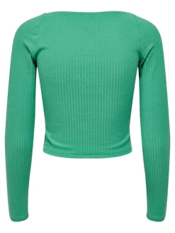 Only Shirts*ONLNELLA L/S HEART CROPPED TOP JRS Winter Green