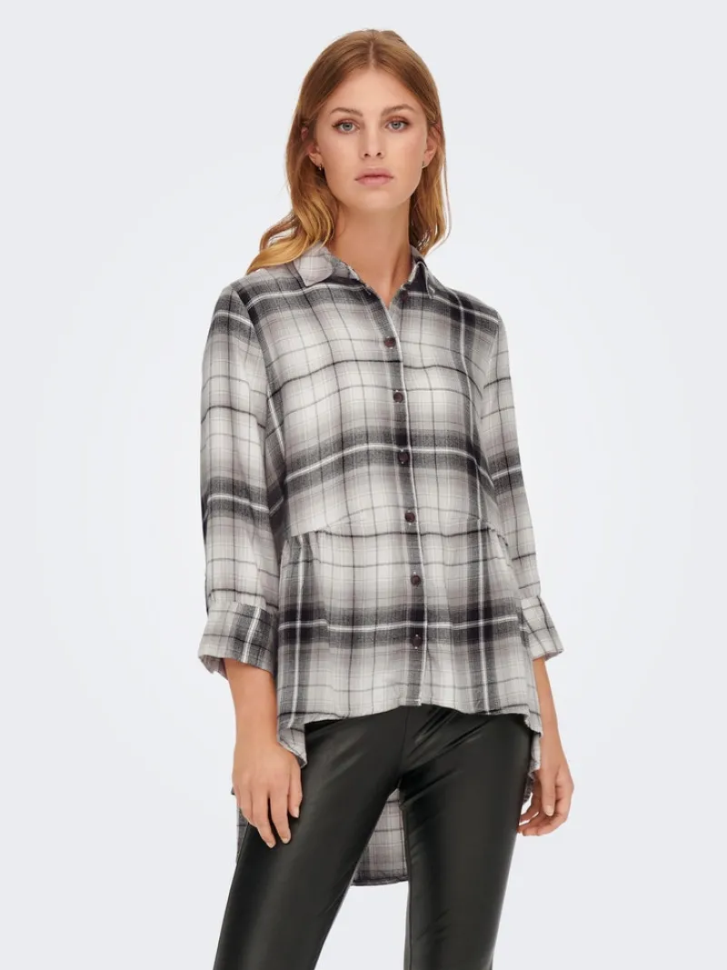 Only Blusen*ONLNEW CANBERRA 3/4 CHECK SHIRT WVN CS black2