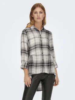 Only Blusen*ONLNEW CANBERRA 3/4 CHECK SHIRT WVN CS black2