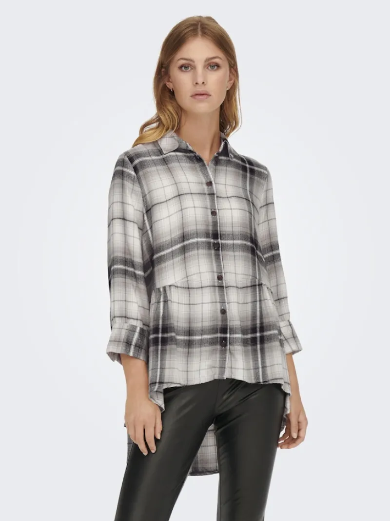 Only Blusen*ONLNEW CANBERRA 3/4 CHECK SHIRT WVN CS black2