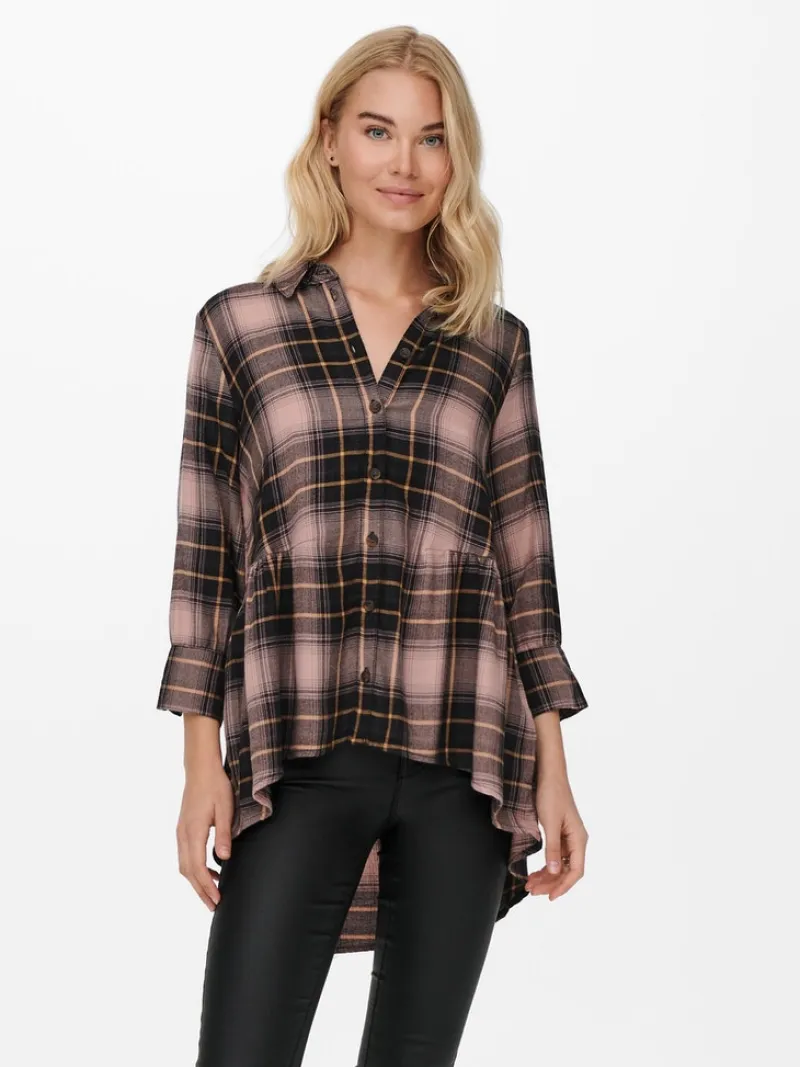 Only Blusen*ONLNEW CANBERRA 3/4 CHECK SHIRT WVN CS black1
