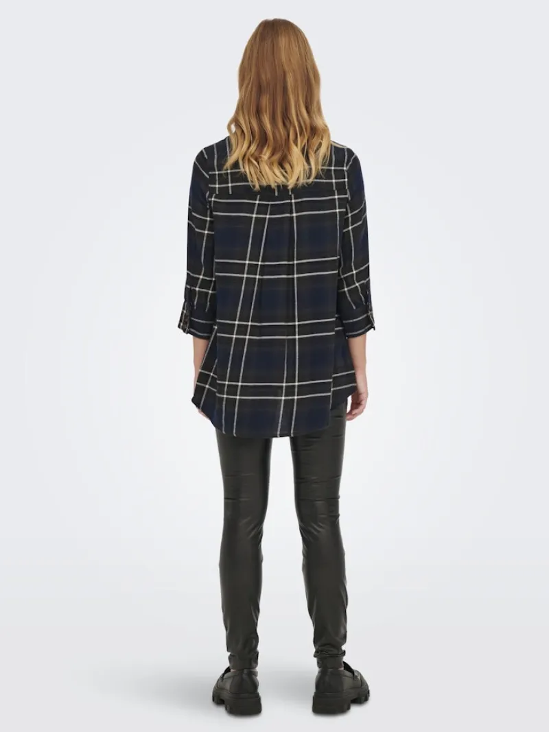 Only Blusen*ONLNEW CANBERRA 3/4 CHECK SHIRT WVN CS Night Sky-CREME CHECK