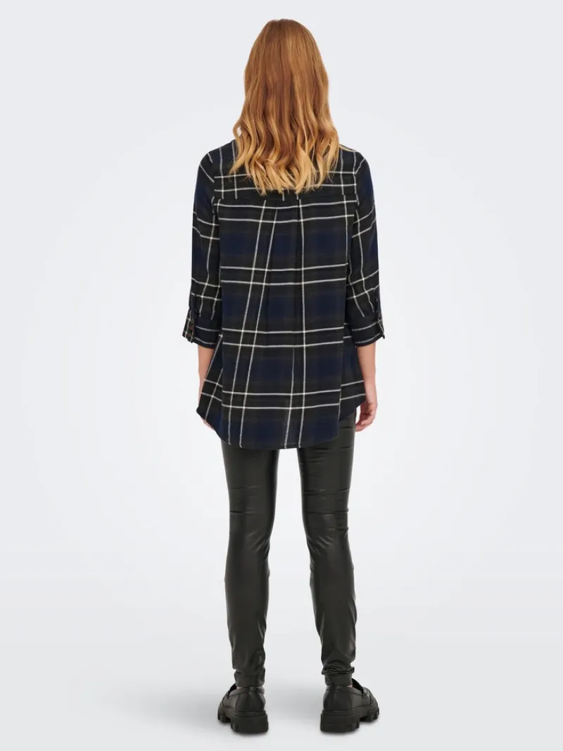 Only Blusen*ONLNEW CANBERRA 3/4 CHECK SHIRT WVN CS Night Sky-CREME CHECK