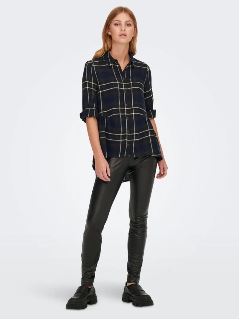 Only Blusen*ONLNEW CANBERRA 3/4 CHECK SHIRT WVN CS Night Sky-CREME CHECK