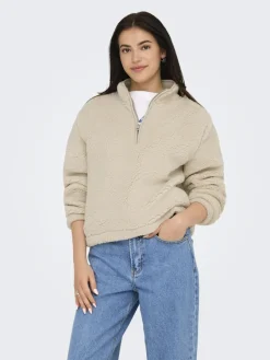 Only Pullover & Sweatshirts*ONLNEW DALLAS L/S HIGHNECK ZIP SWT NOOS pumice stone