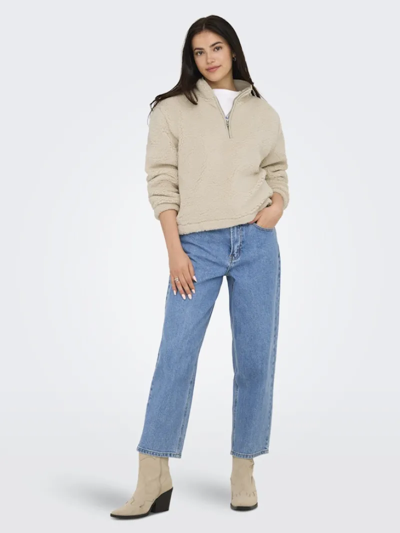 Only Pullover & Sweatshirts*ONLNEW DALLAS L/S HIGHNECK ZIP SWT NOOS pumice stone