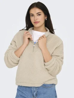 Only Pullover & Sweatshirts*ONLNEW DALLAS L/S HIGHNECK ZIP SWT NOOS pumice stone