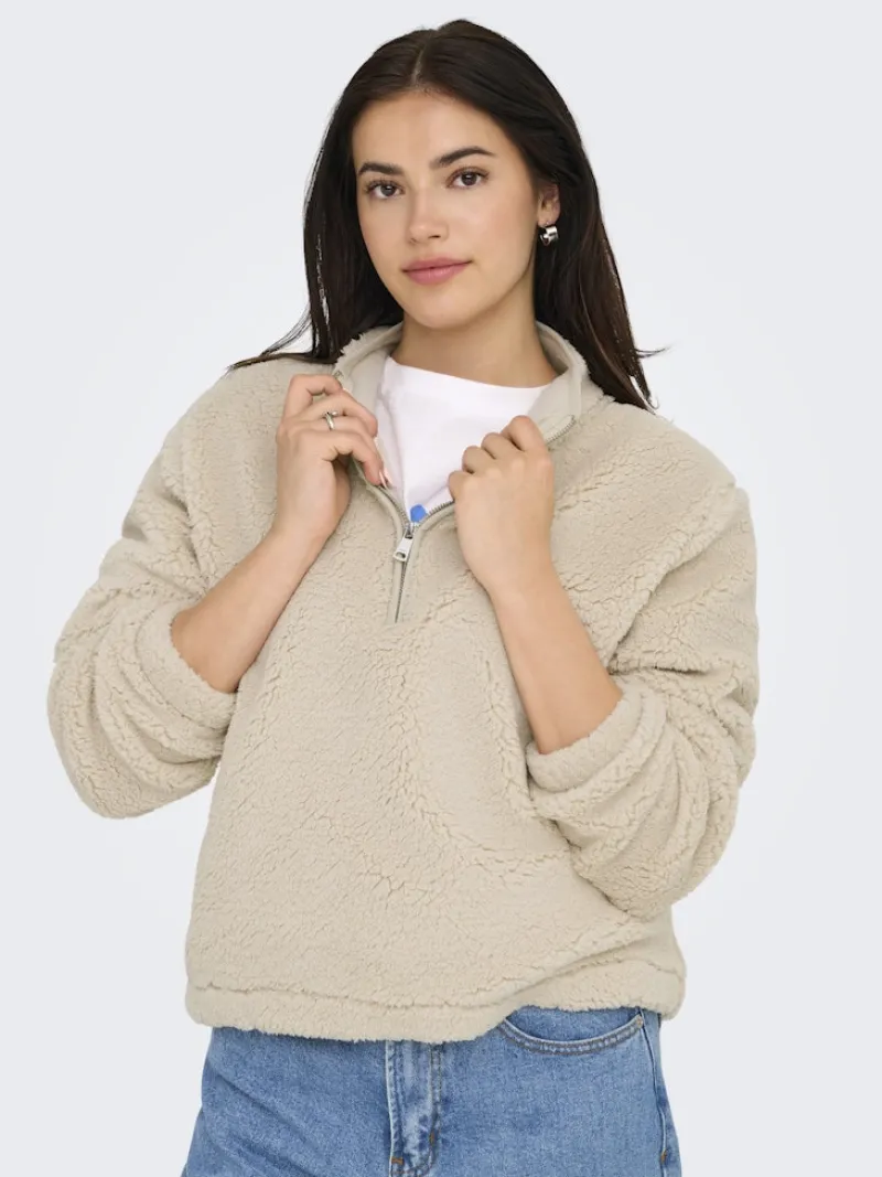 Only Pullover & Sweatshirts*ONLNEW DALLAS L/S HIGHNECK ZIP SWT NOOS pumice stone