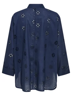 Only Blusen*ONLNEW LINA GRACE LS BROD ANGL SHIRT WVN Black Iris