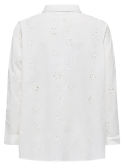 Only Blusen*ONLNEW LINA GRACE LS BROD ANGL SHIRT WVN Cloud Dancer