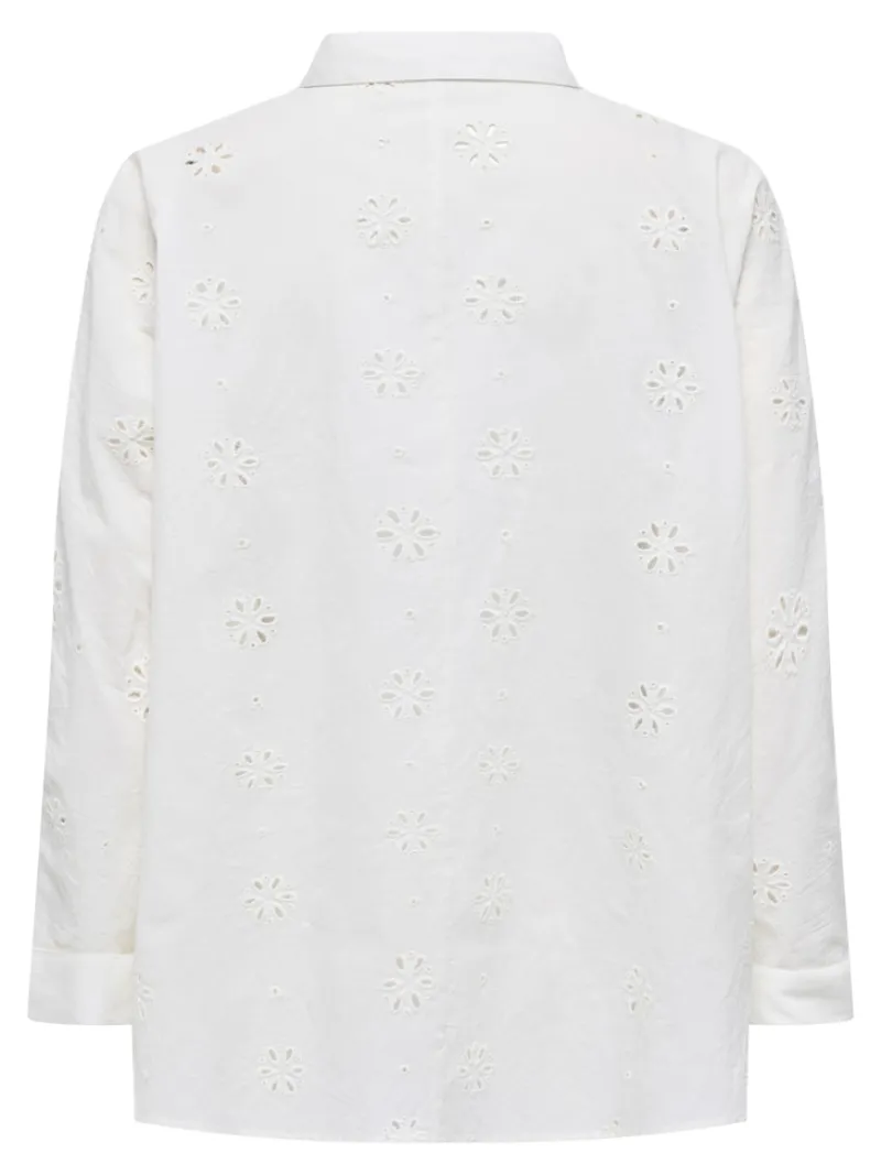 Only Blusen*ONLNEW LINA GRACE LS BROD ANGL SHIRT WVN Cloud Dancer