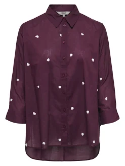 Only Blusen*ONLNEW LINA GRACE LS EMB SHIRT NOOS WVN Winetasting