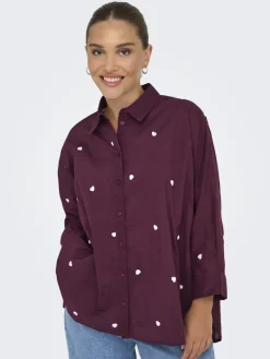 Only Blusen*ONLNEW LINA GRACE LS EMB SHIRT NOOS WVN Winetasting