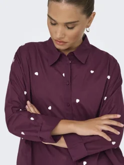 Only Blusen*ONLNEW LINA GRACE LS EMB SHIRT NOOS WVN Winetasting