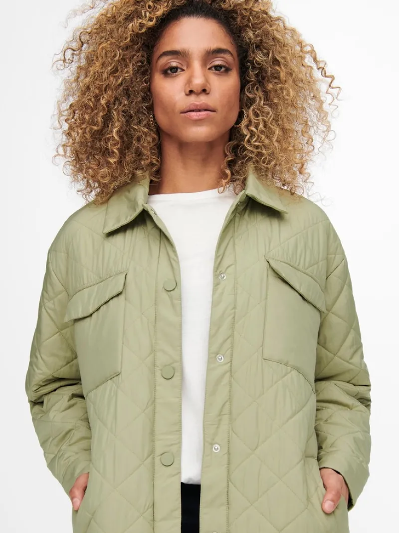 Only Jacken*ONLNEWTANZIA LONG QUILT SHACKET OTW slate green