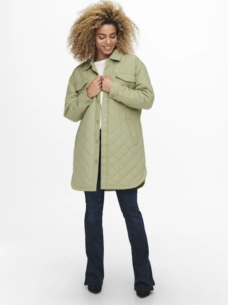 Only Jacken*ONLNEWTANZIA LONG QUILT SHACKET OTW slate green