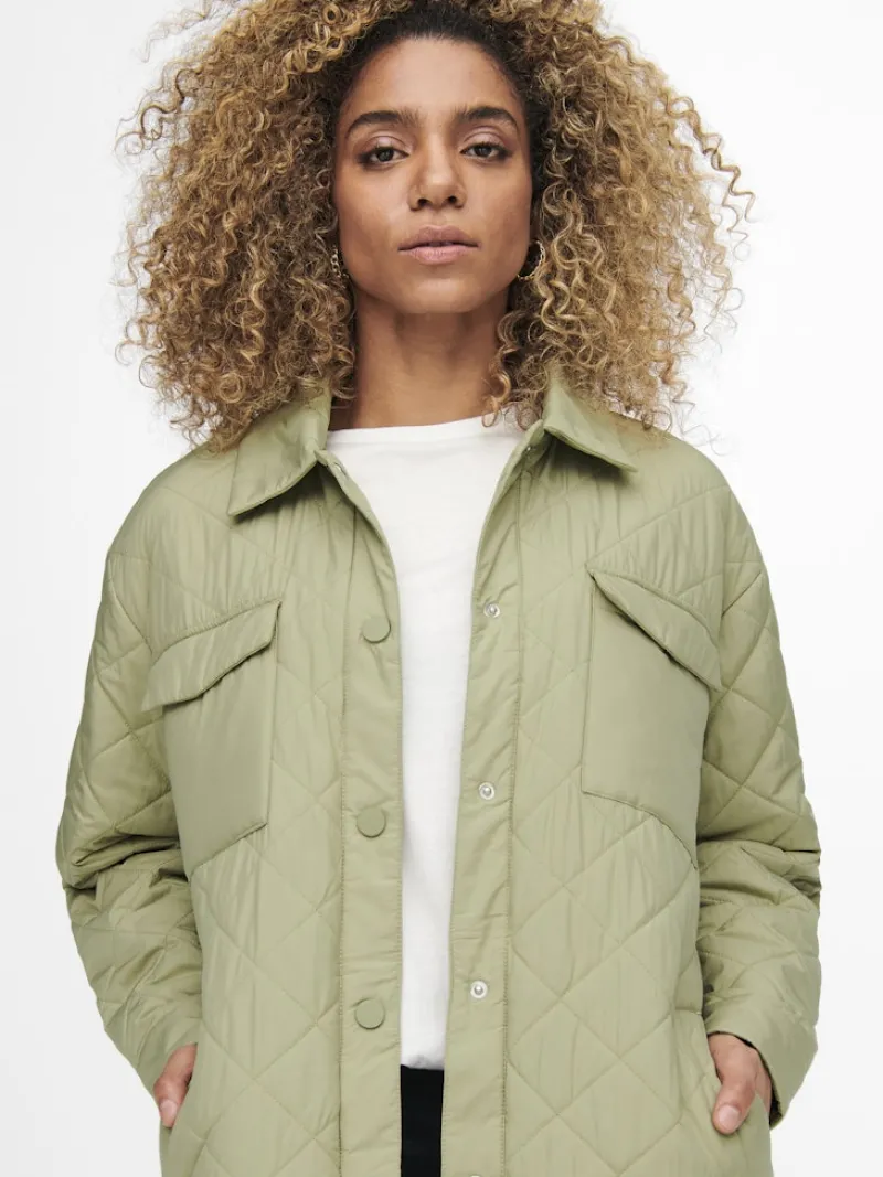 Only Jacken*ONLNEWTANZIA LONG QUILT SHACKET OTW slate green