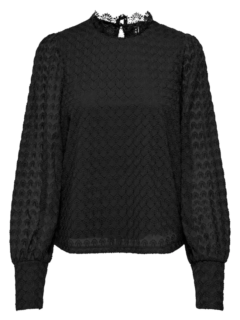 Only Blusen*ONLNICE L/S HIGHNECK TOP JRS Black
