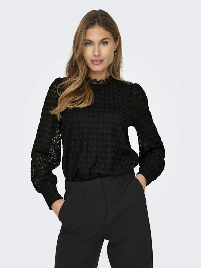 Only Blusen*ONLNICE L/S HIGHNECK TOP JRS Black