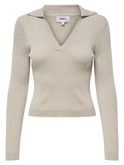 Only Pullover & Sweatshirts*ONLNIMONE LS LIFE POLO PULLOVER CC KNT pumice stone