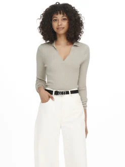 Only Pullover & Sweatshirts*ONLNIMONE LS LIFE POLO PULLOVER CC KNT pumice stone