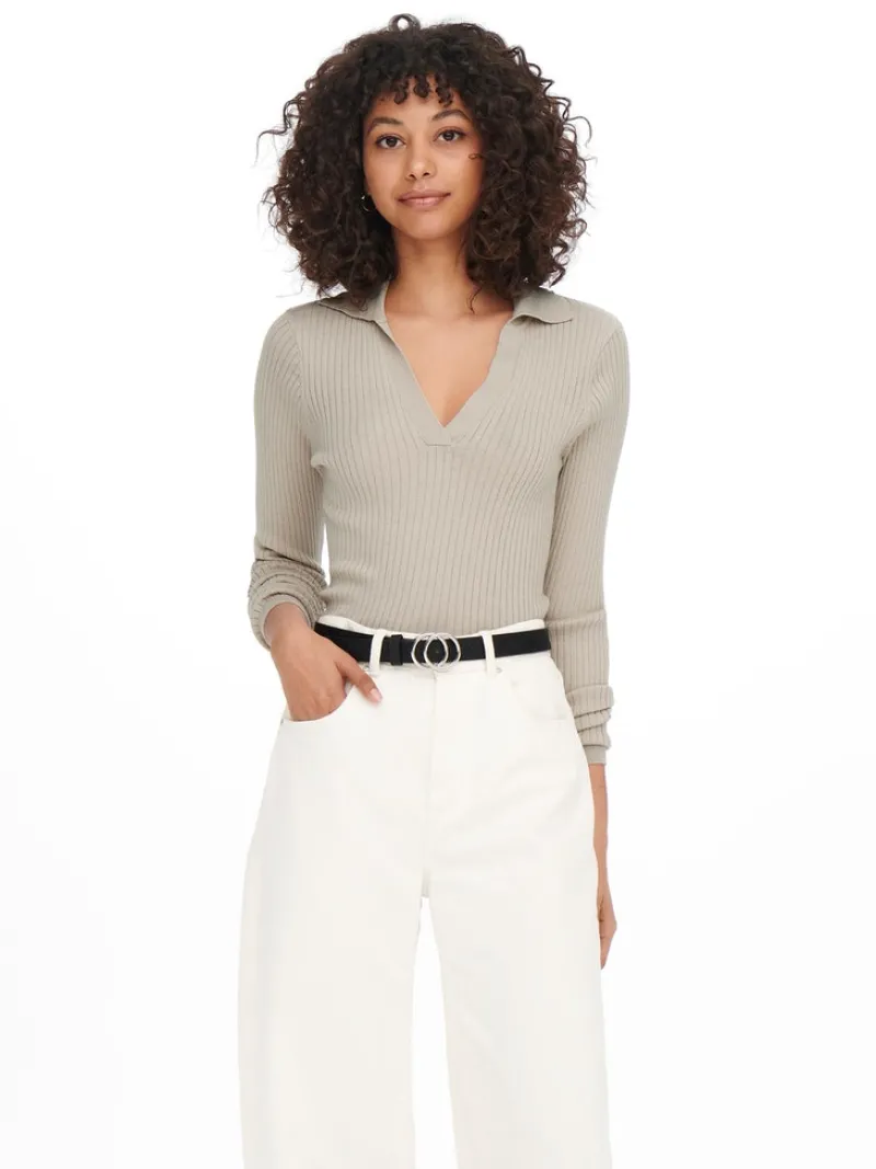 Only Pullover & Sweatshirts*ONLNIMONE LS LIFE POLO PULLOVER CC KNT pumice stone