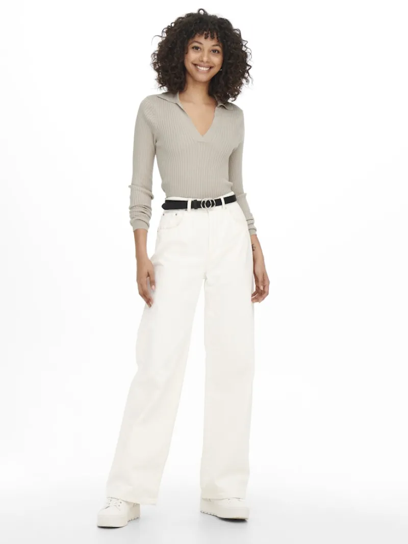 Only Pullover & Sweatshirts*ONLNIMONE LS LIFE POLO PULLOVER CC KNT pumice stone