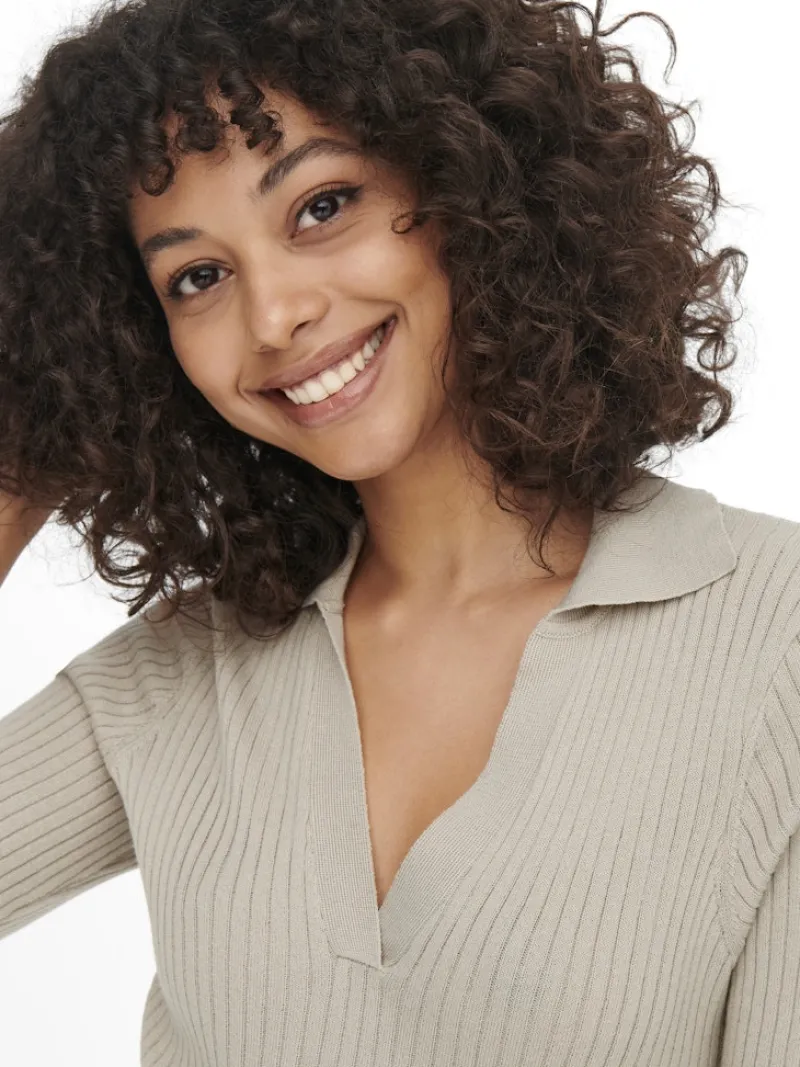 Only Pullover & Sweatshirts*ONLNIMONE LS LIFE POLO PULLOVER CC KNT pumice stone