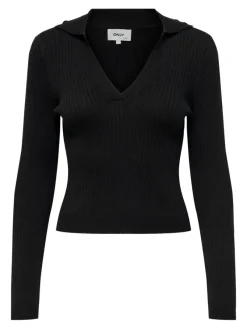 Only Pullover & Sweatshirts*ONLNIMONE LS LIFE POLO PULLOVER CC KNT Black