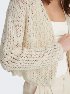 Only Pullover & Sweatshirts*ONLNOLA 7/8 LIFE OPEN CARDIGAN KNT NOOS Cloud Dancer